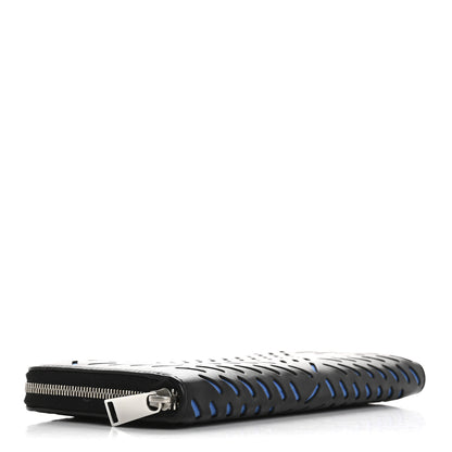 Bottega Veneta Calfskin Perforated Zip Around Wallet Blue Black 4 of 8