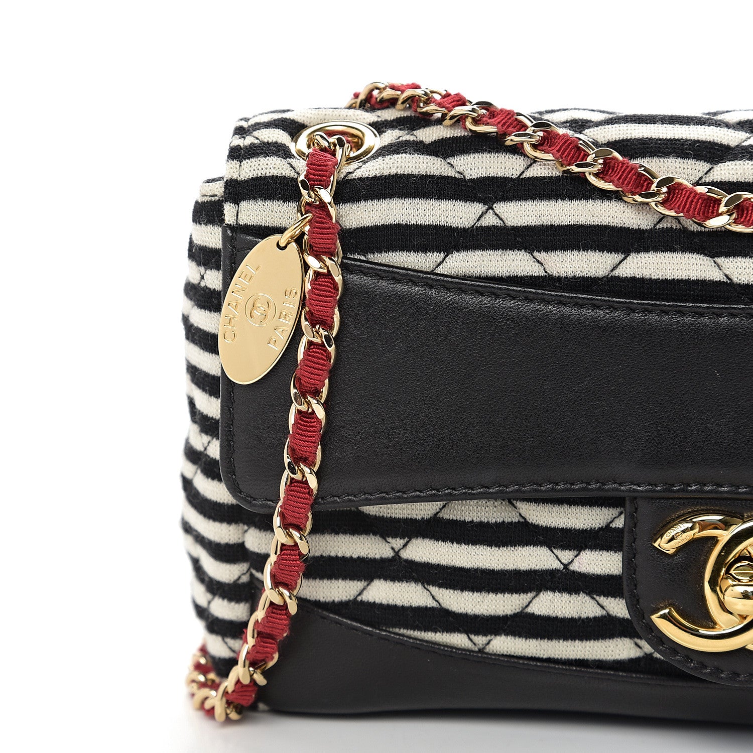 Chanel Jersey Quilted Small Coco Sailor Flap Black White 9 of 9