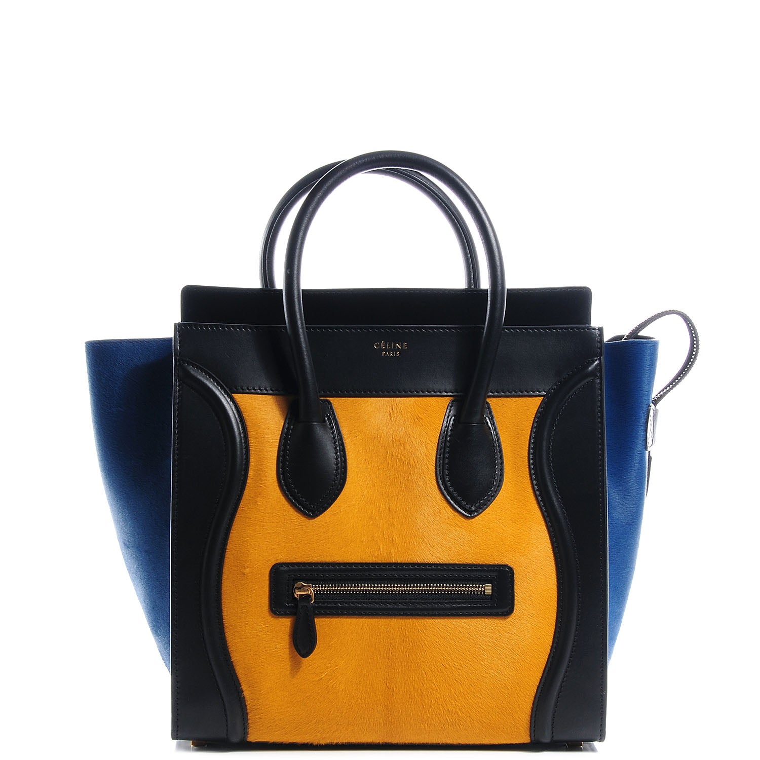 Celine Pony Hair Mini Tri-Color Luggage Royal Blue 1 of 12