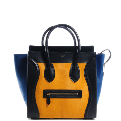 Celine Pony Hair Mini Tri-Color Luggage Royal Blue 1 of 12