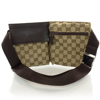 Gucci GG Monogram Web Double Pocket Belt Bag Ebony 1 of 9