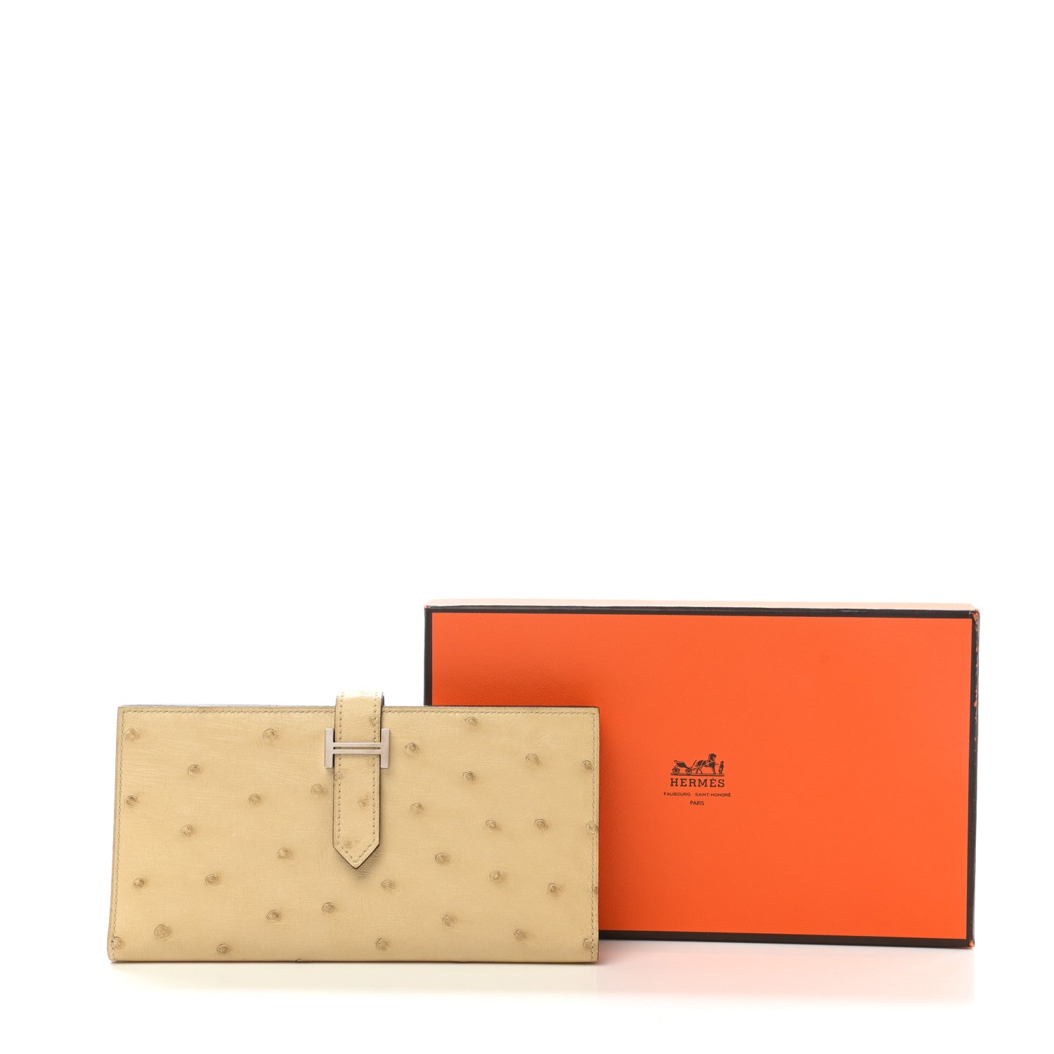 Hermes Ostrich Bearn Gusset Wallet Parchemin 10 of 10