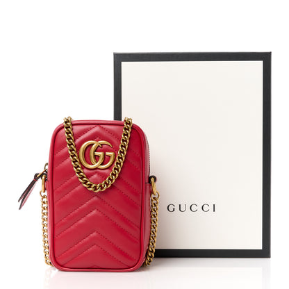 Gucci Calfskin Matelasse Mini GG Marmont Crossbody Bag Hibiscus Red 11 of 11