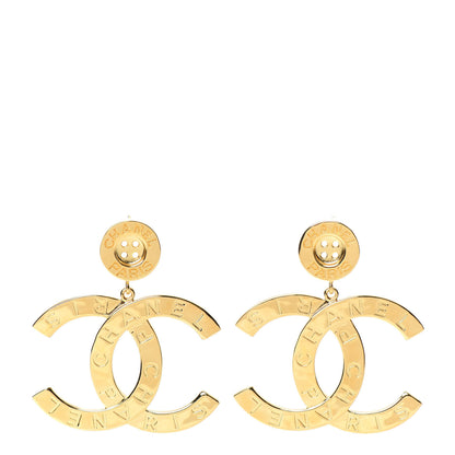 Chanel Metal Large Paris Button Earrings Gold 1 of 4