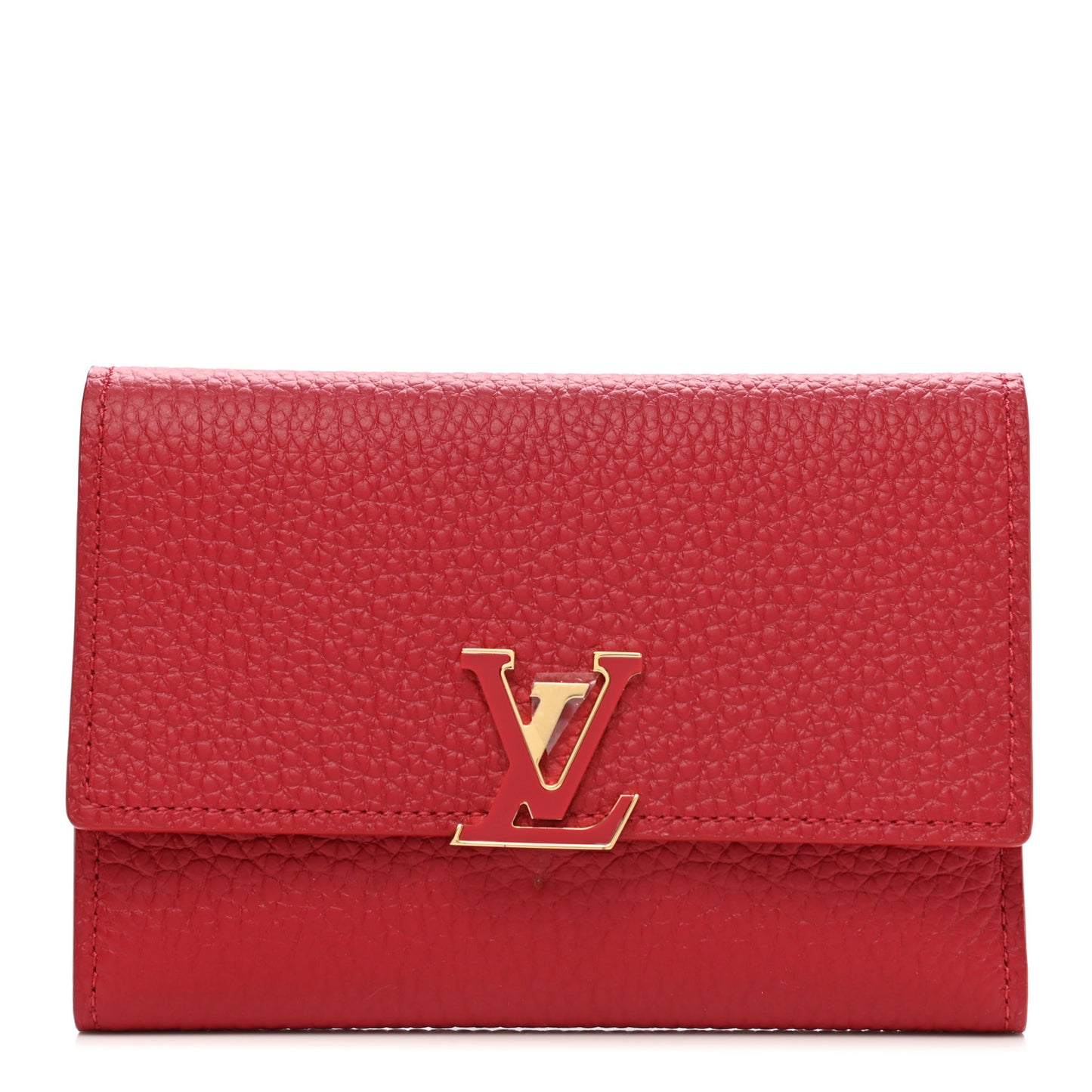 Taurillon Capucines Compact Wallet Scarlet