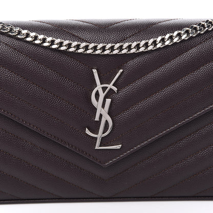 Saint Laurent Grain De Poudre Matelasse Chevron Monogram Chain Wallet Dark Brown 10 of 11
