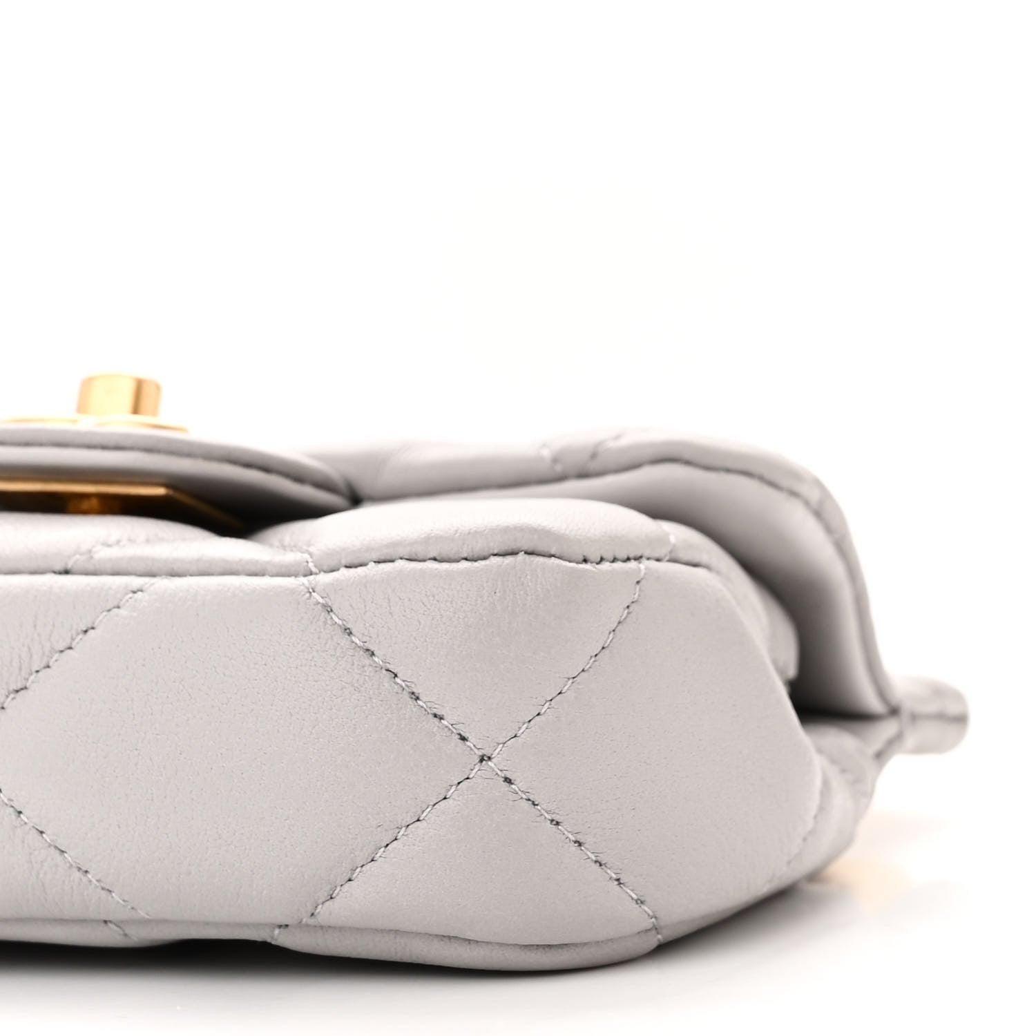 Chanel Calfskin Quilted Lady Handle Flap Card Holder With Chain Grey 11 of 12