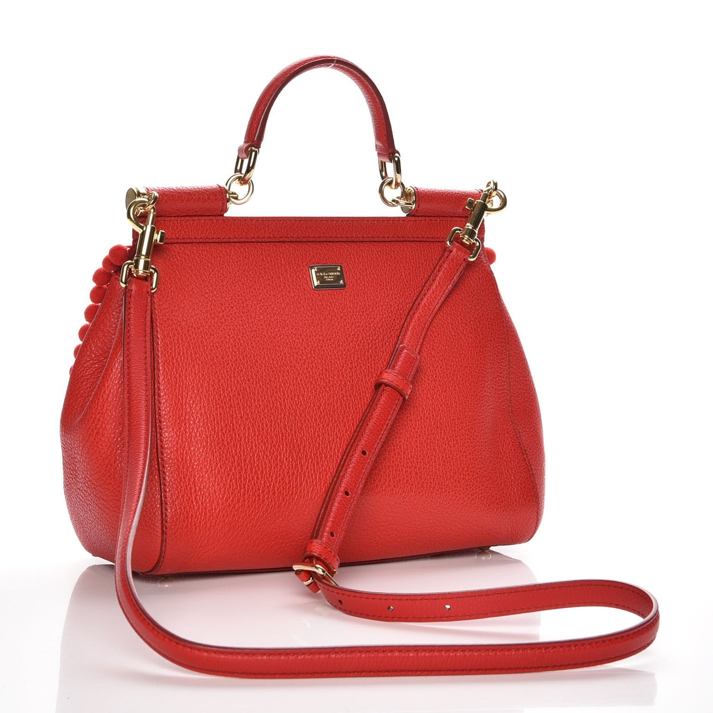 Calfskin Embroidered Medium Miss Sicily Satchel Red