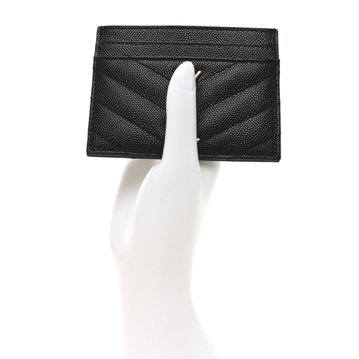 Grain De Poudre Matelasse Chevron Monogram Credit Card Case Black