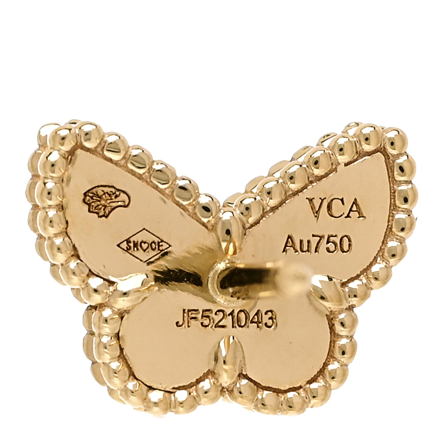 Van Cleef & Arpels 18K Yellow Gold Mother of Pearl Sweet Alhambra Butterfly Earrings 4 of 4
