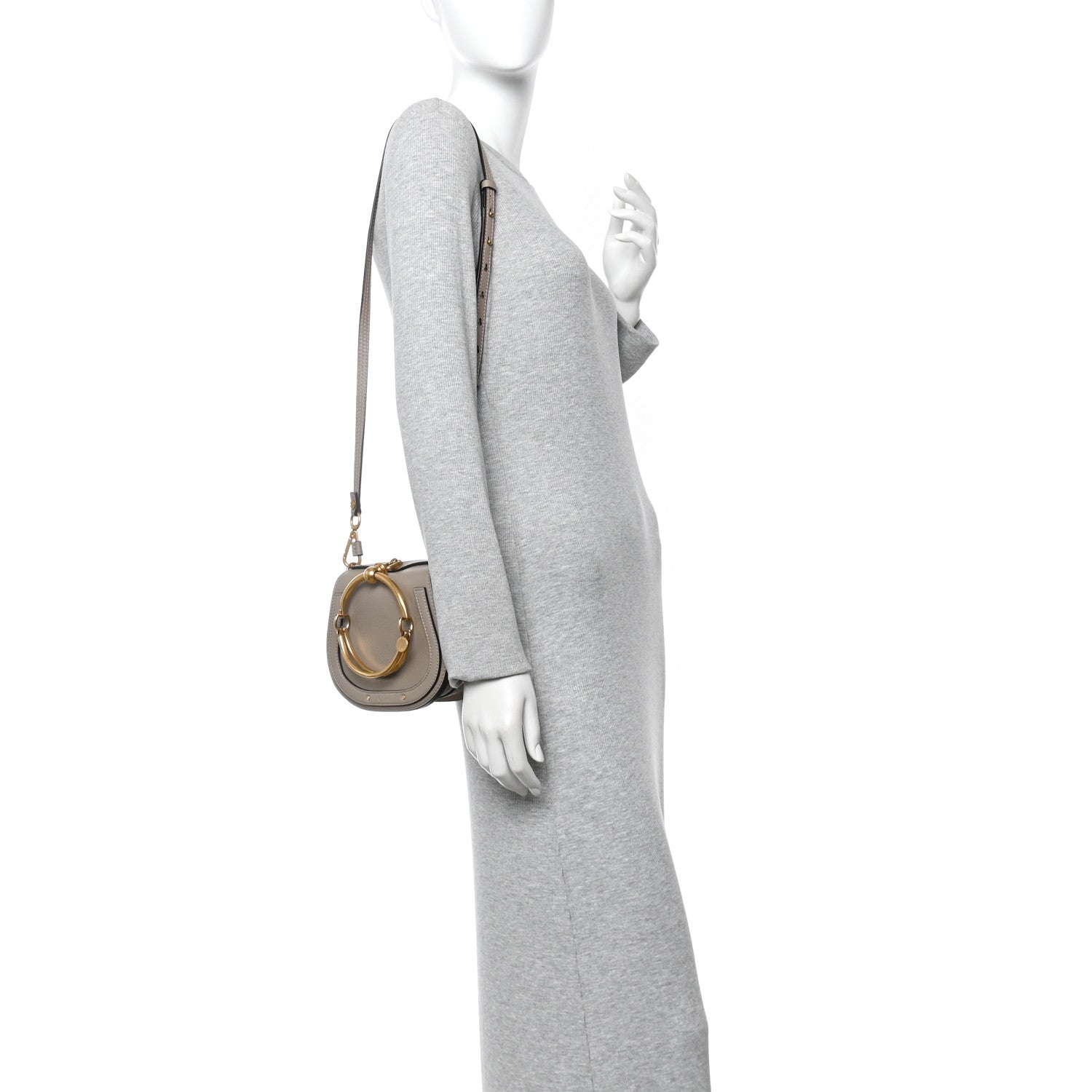 Chloe Calfskin Suede Small Nile Bracelet Bag Motty Grey 2 of 10