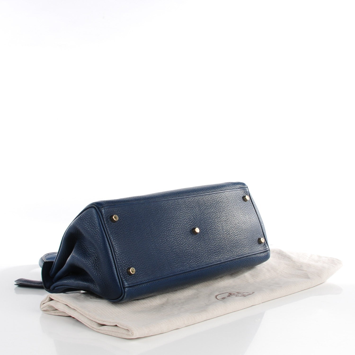 Hermes Taurillon Clemence Shoulder Kelly 40 Bleu De Malte 4 of 21