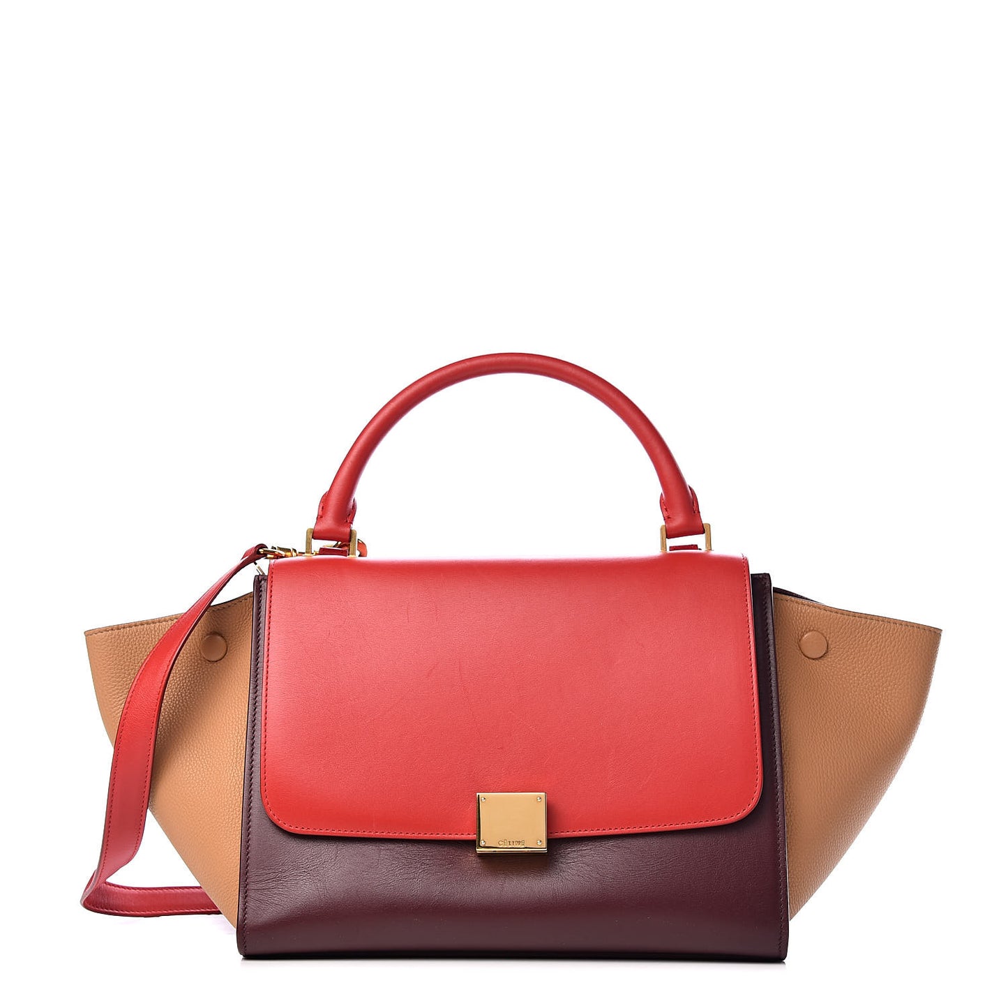 Satin Baby Grained Calfskin Small Trapeze Carmin