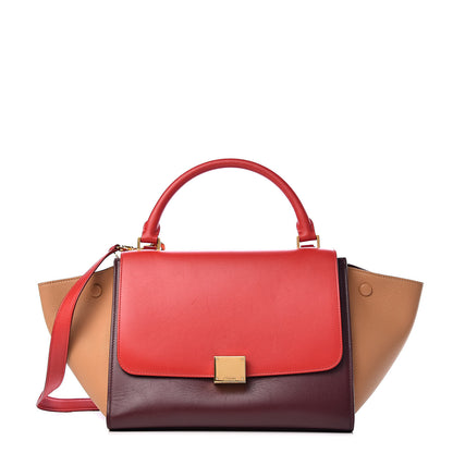 Celine Satin Baby Grained Calfskin Small Trapeze Carmin 1 of 14