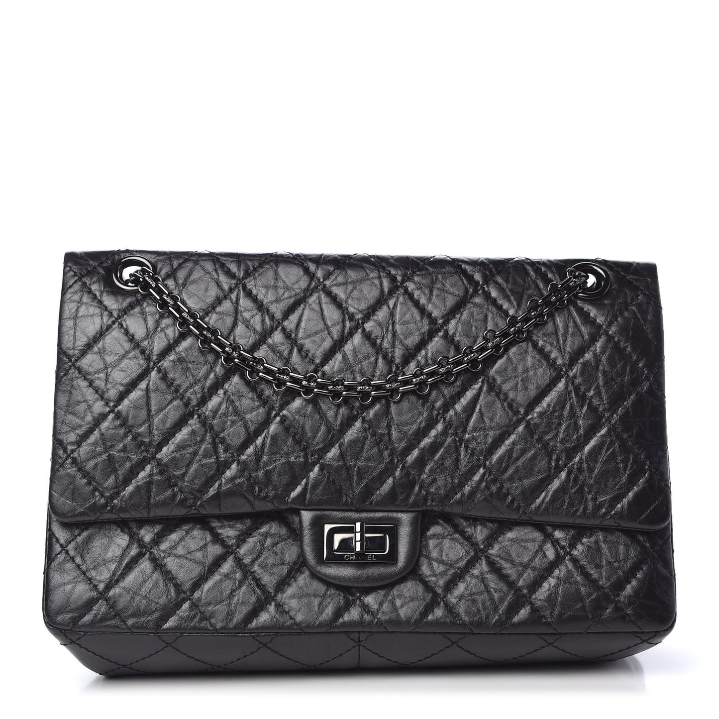 Aged Calfskin Quilted 2.55 Reissue 226 Flap So Black