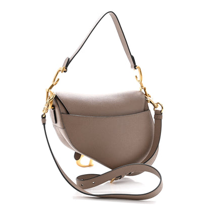 Christian Dior Grained Calfskin Saddle Bag With Strap Warm Taupe 3 of 9