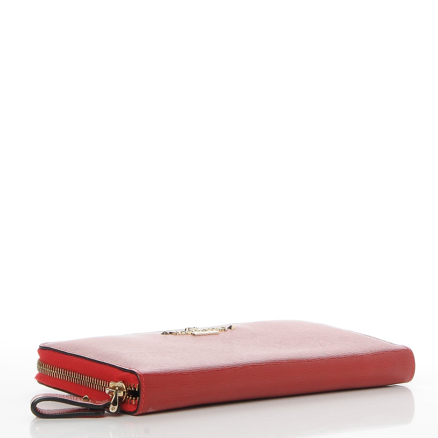 Valentino Garavani Textured Calfskin Logo Zip Around Wallet Red 4 of 9