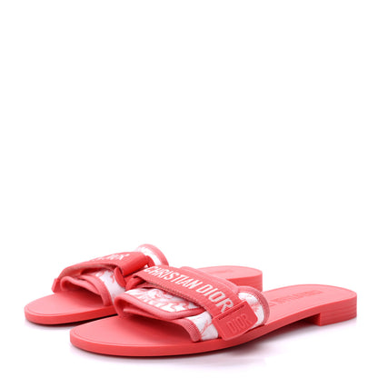 Christian Dior Technical Stretch Fabric Dio(r)evolution Toile De Jouy Slide Sandals 38 Coral 3 of 8
