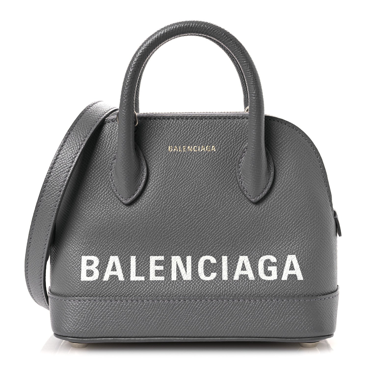 Balenciaga Signature Grained Calfskin Logo XXS Ville Top Handle Bag Gris Perle Fonce White 1 of 12