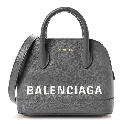 Balenciaga Signature Grained Calfskin Logo XXS Ville Top Handle Bag Gris Perle Fonce White 1 of 12