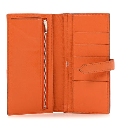 Hermes Chevre Mysore Bearn Gusset Wallet Orange 5 of 10