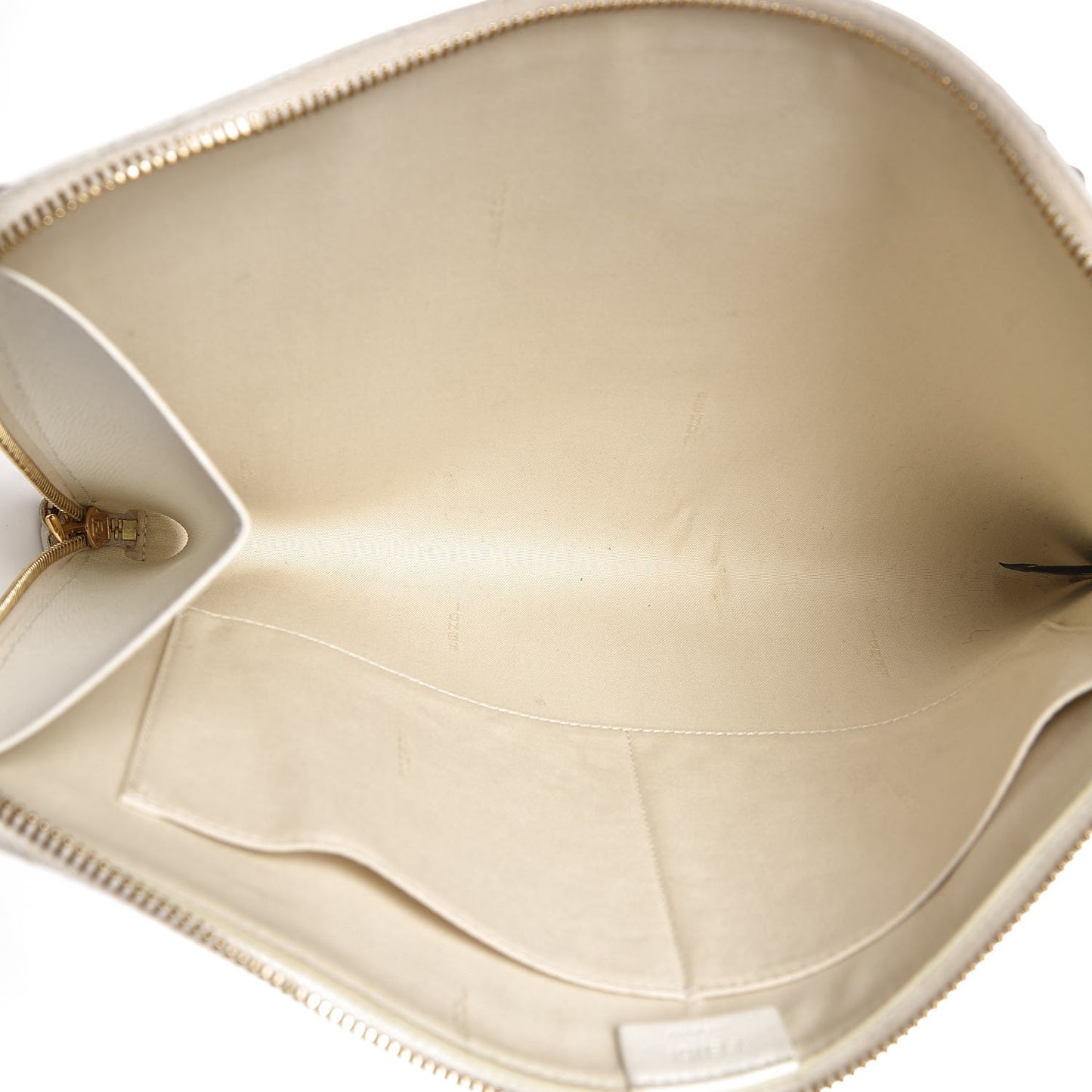 Vitello Elite Mink Fur Studded Karlito Zip Around Pouch White