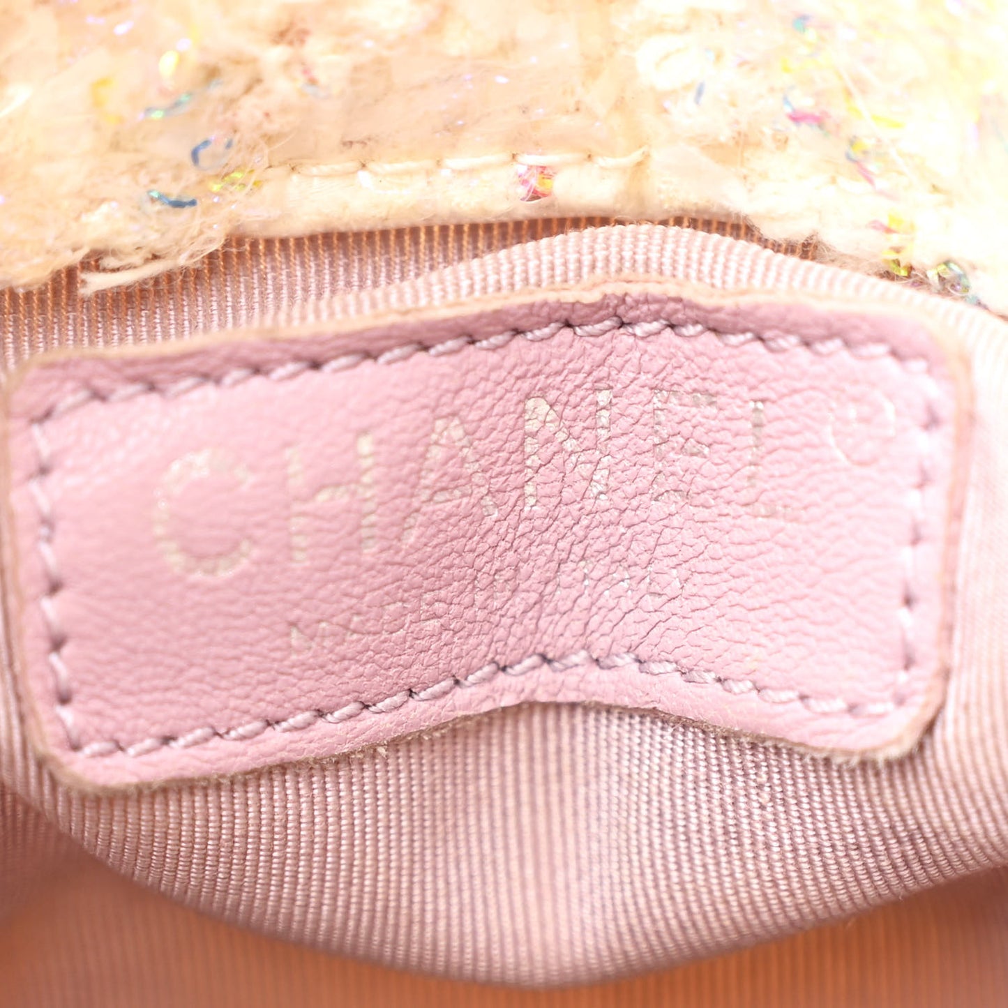 Tweed PVC Quilted Small Gabrielle Backpack White