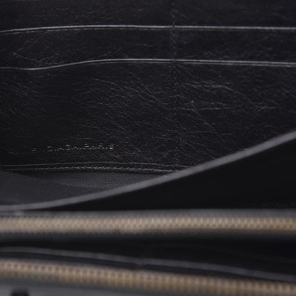 Balenciaga Agneau Classic Silver Hardware Continental Zip Around Wallet Black 6 of 8