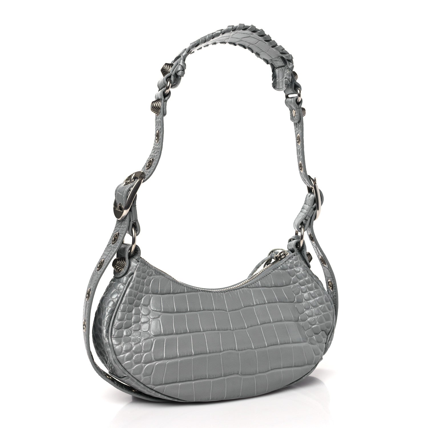 Balenciaga Extra Supple Calfskin Crocodile Embossed XS Le Cagole Shoulder Bag Balenciaga Grey 3 of 9