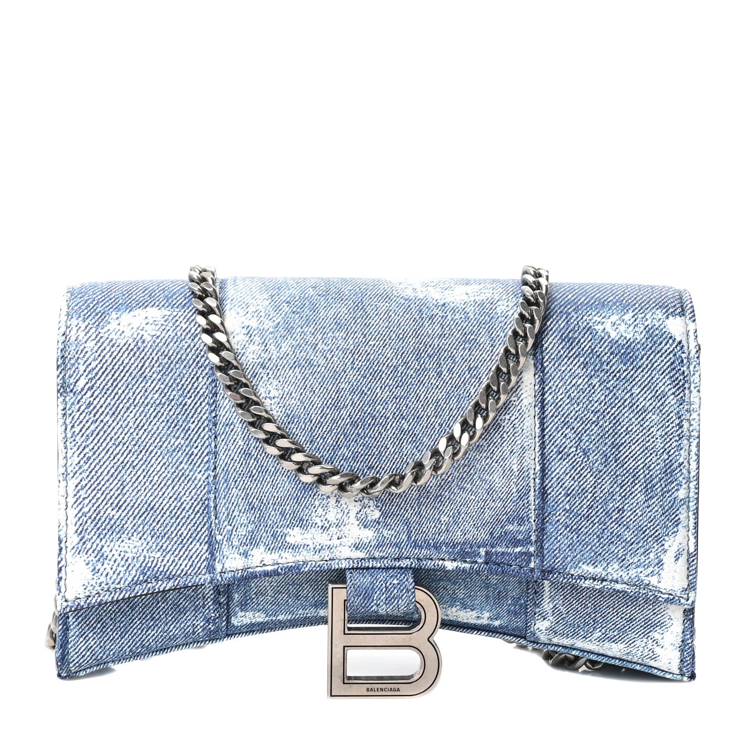 Balenciaga Nappa Denim Printed Hourglass Chain Bag Denim Blue 1 of 9
