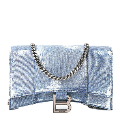 Balenciaga Nappa Denim Printed Hourglass Chain Bag Denim Blue 1 of 9