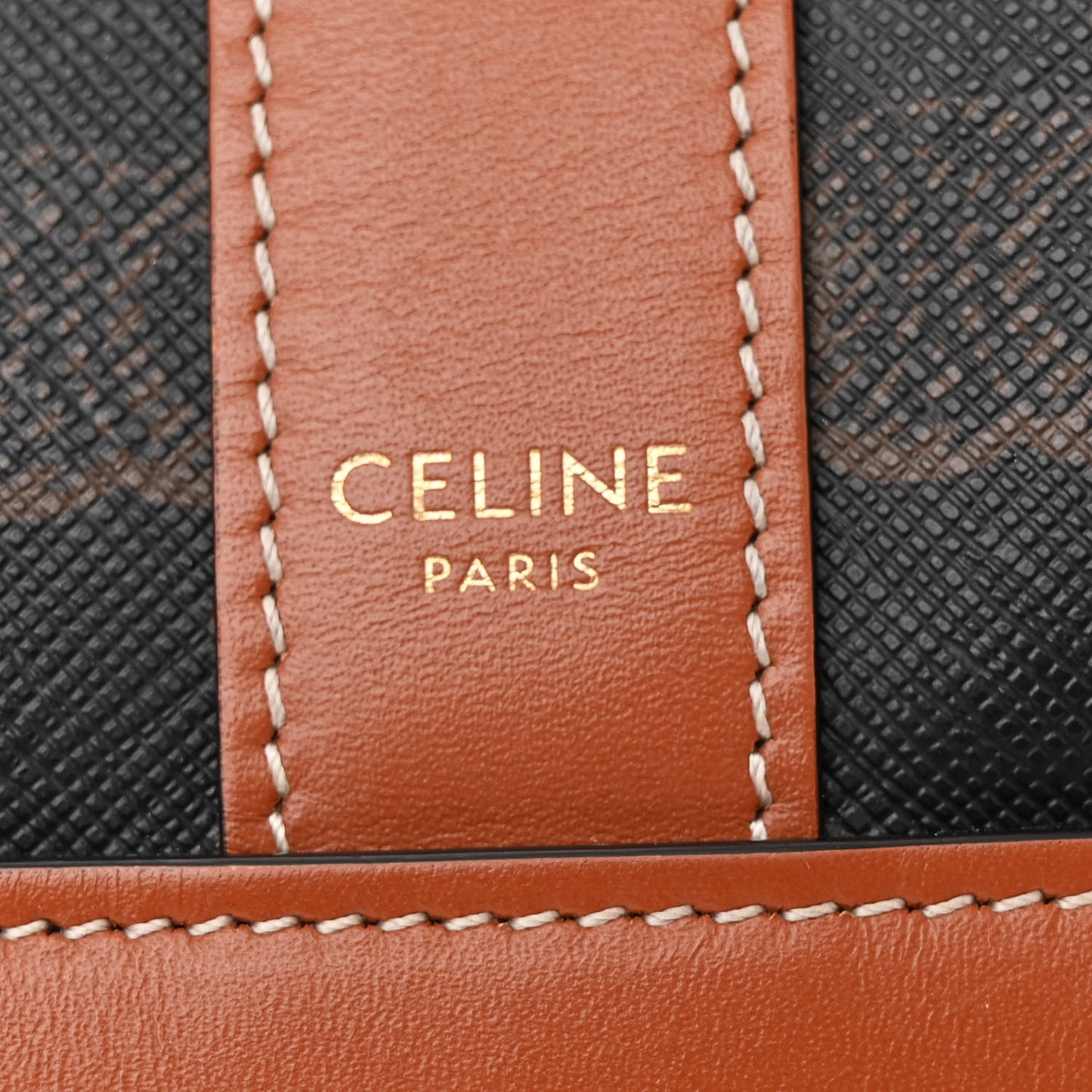 Triomphe Canvas Calfskin Medium Bucket Bag Tan