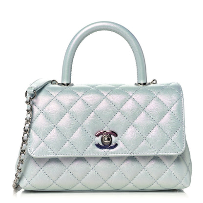 Chanel Iridescent Caviar Quilted Mini Coco Handle Flap Light Blue 1 of 9
