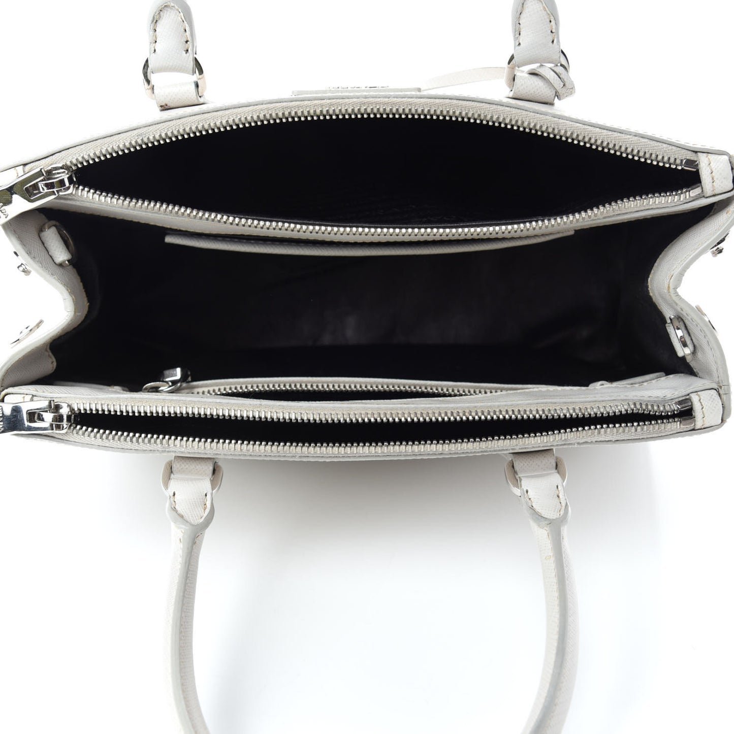 Saffiano Small Galleria Double Zip Tote Talco Black