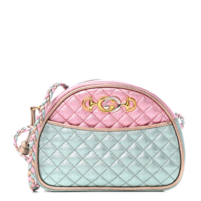 Gucci Laminated Nappa Trapuntata Mini Zumi Dome Shoulder Bag Rosa Lago Rame 1 of 9