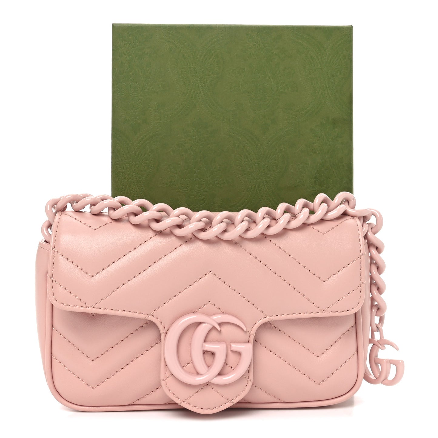 Calfskin Matelasse Monochrome GG Marmont Chain Belt Bag Perfect Pink