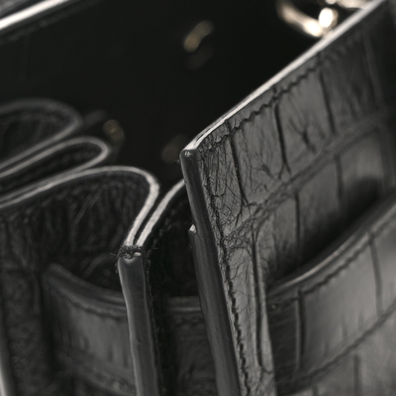 Saint Laurent Calfskin Crocodile Embossed Nano Sac De Jour Black 12 of 13