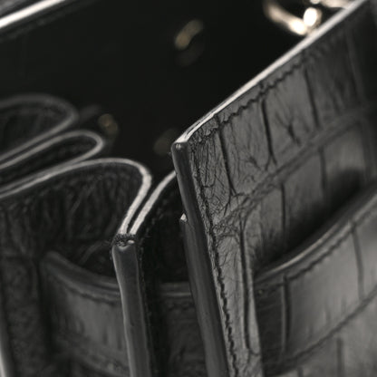 Saint Laurent Calfskin Crocodile Embossed Nano Sac De Jour Black 12 of 13