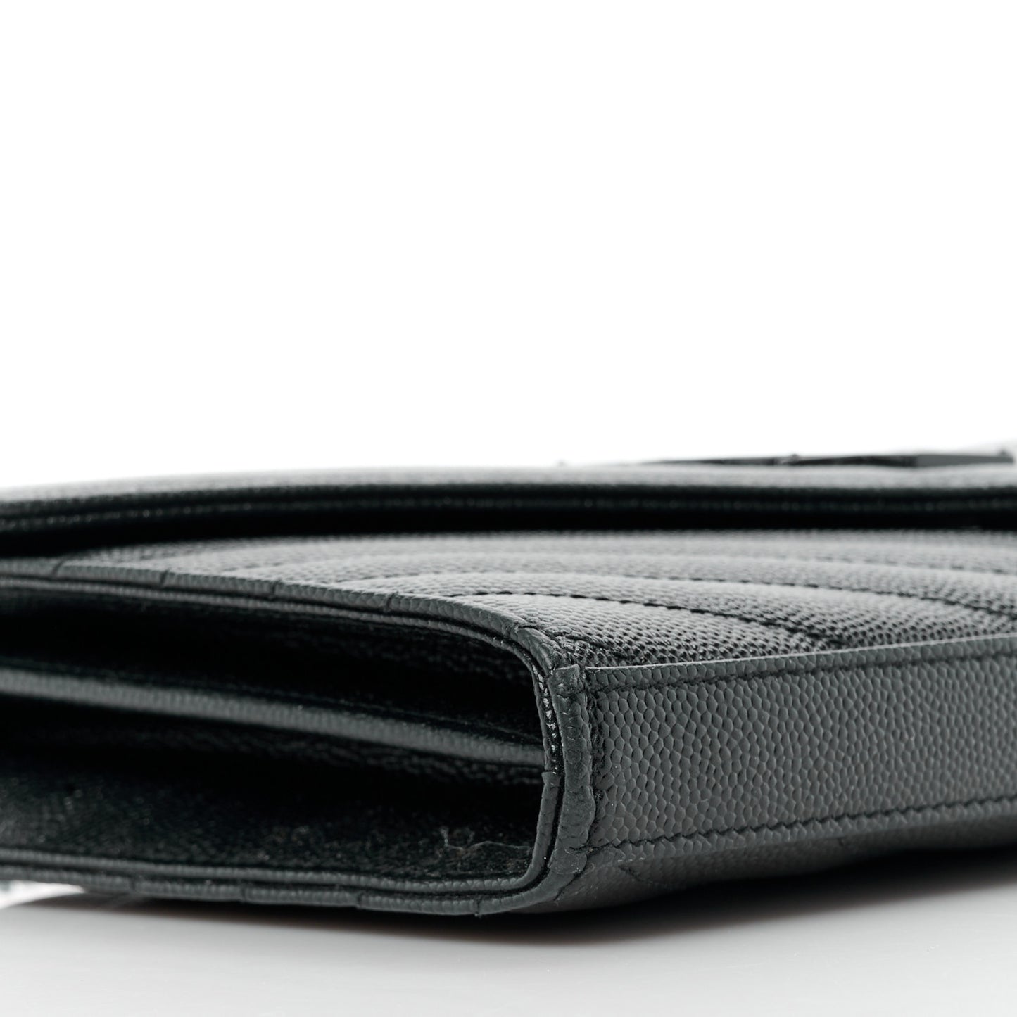 Grain De Poudre Matelasse Chevron Monogram Monochrome Chain Wallet Black