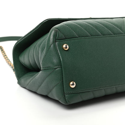 Chanel Caviar Chevron Chevron Quilted Small Coco Handle Flap Green 6 of 9