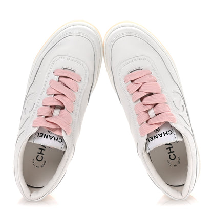 Chanel Calfskin Womens CC Sneakers 36 White Pink 2 of 9