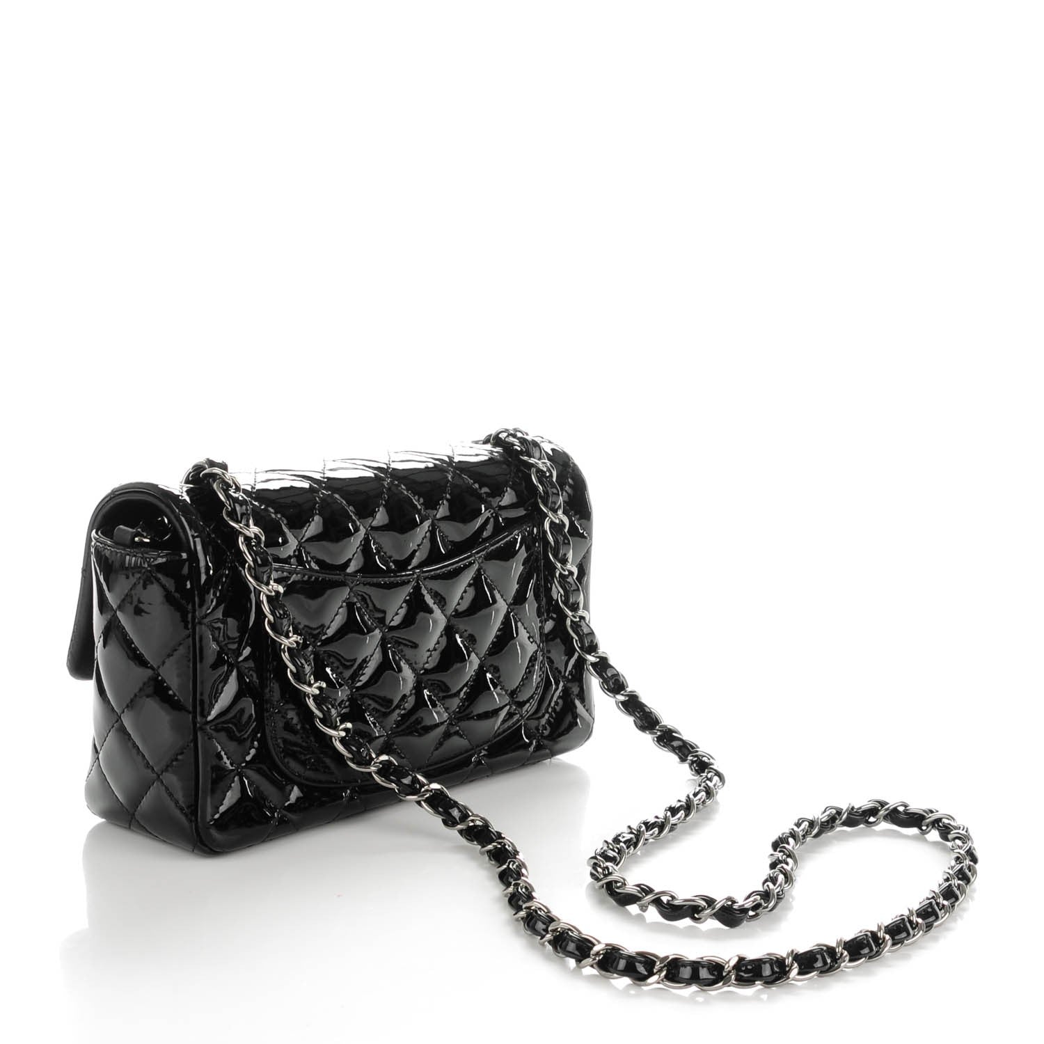 Chanel Patent Calfskin Quilted Mini Rectangular Flap Black 3 of 8