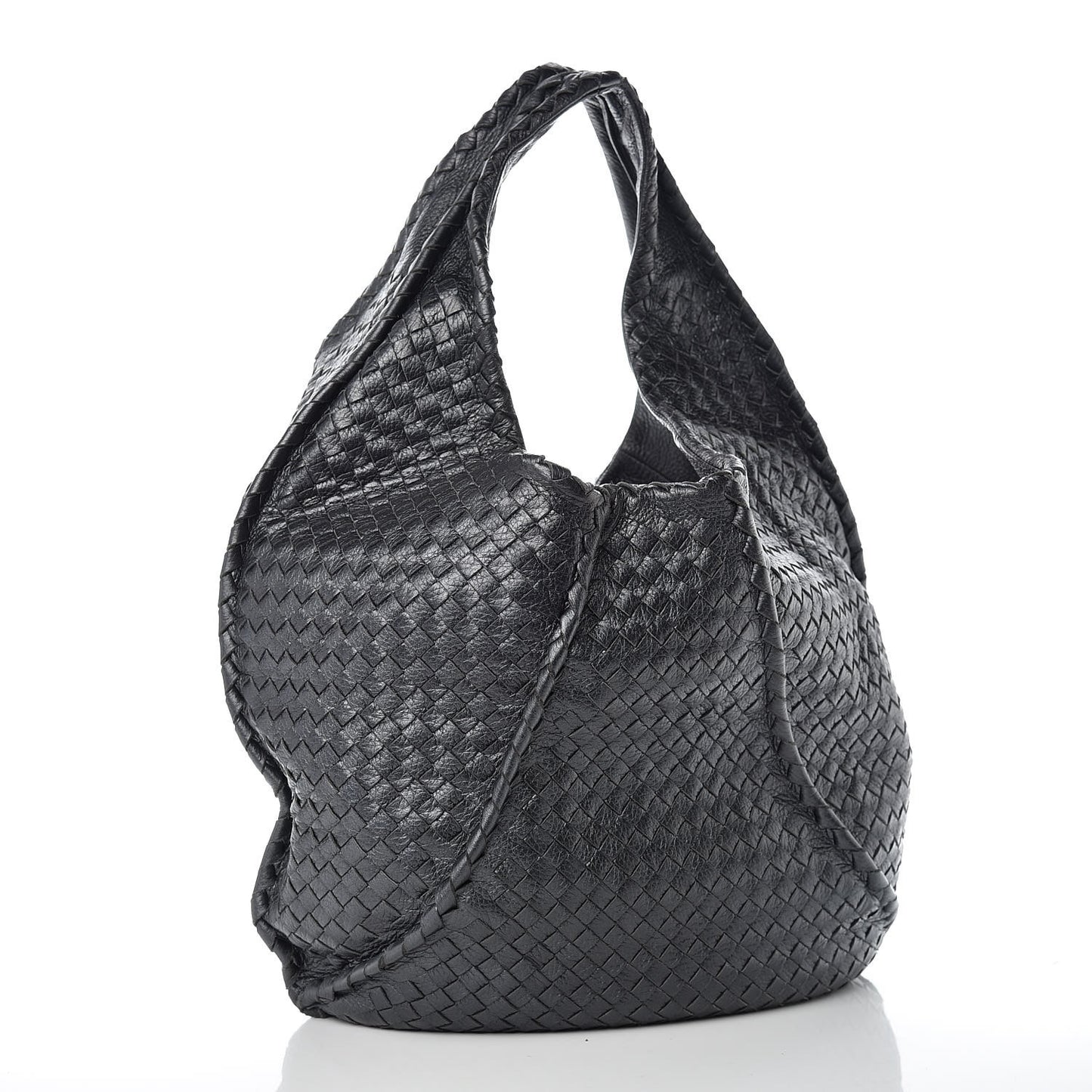Cervo Intrecciato Large Simple Hobo Gunmetal