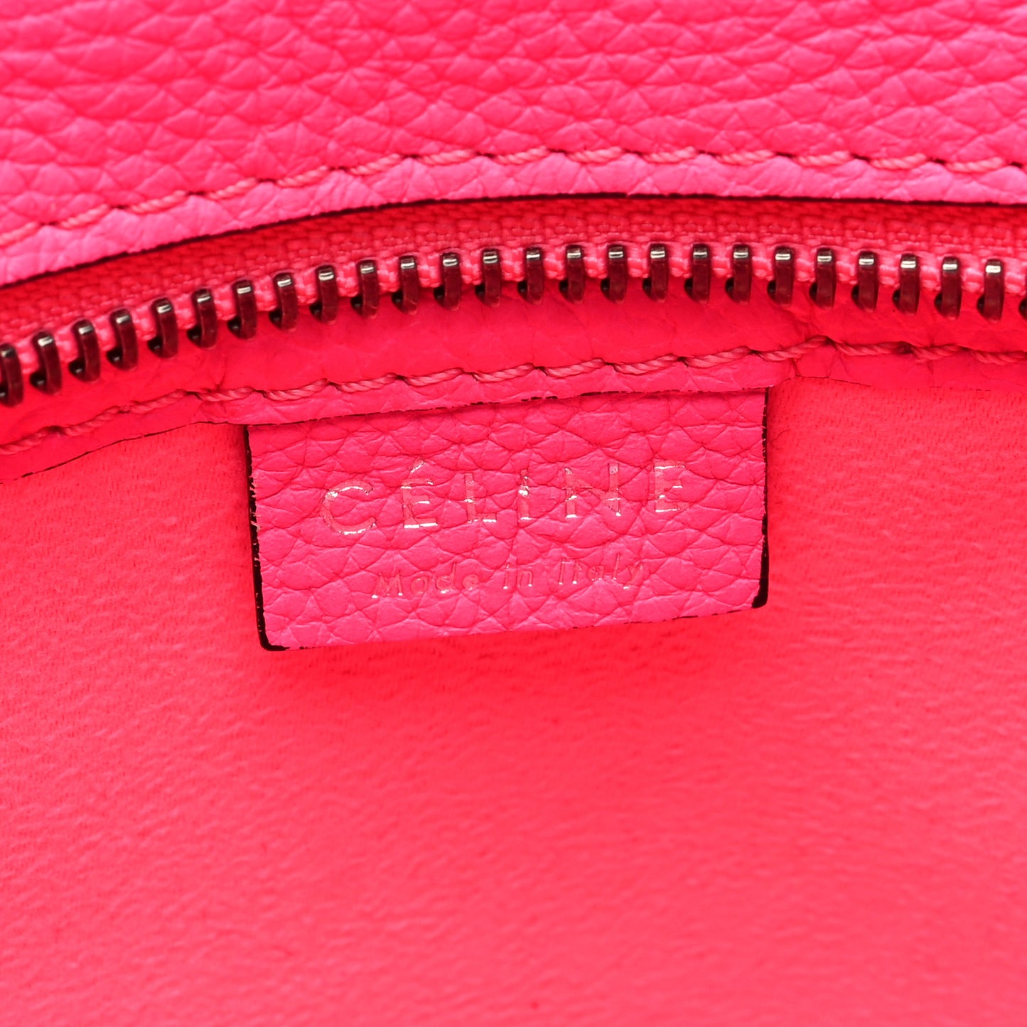 Drummed Calfskin Nano Luggage Fluo Pink