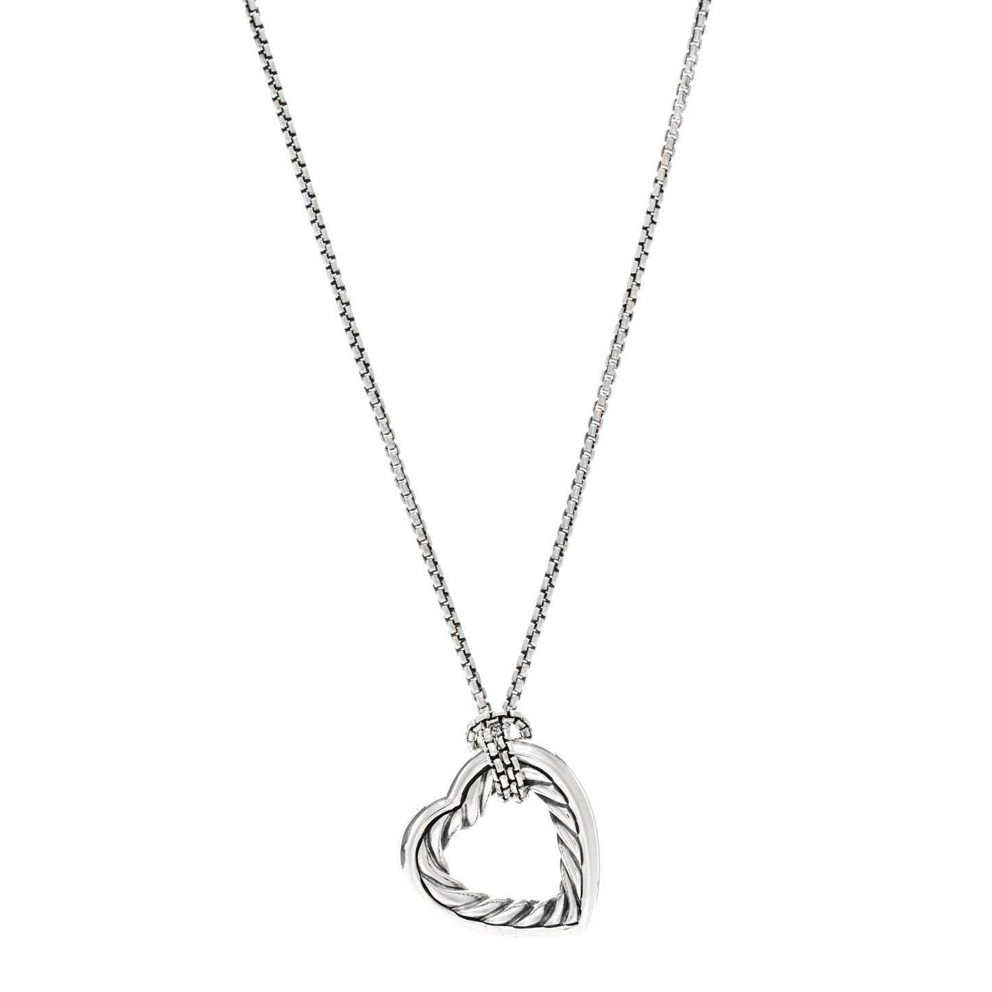 Sterling Silver 18K Yellow Gold Large Open Heart Cable Necklace