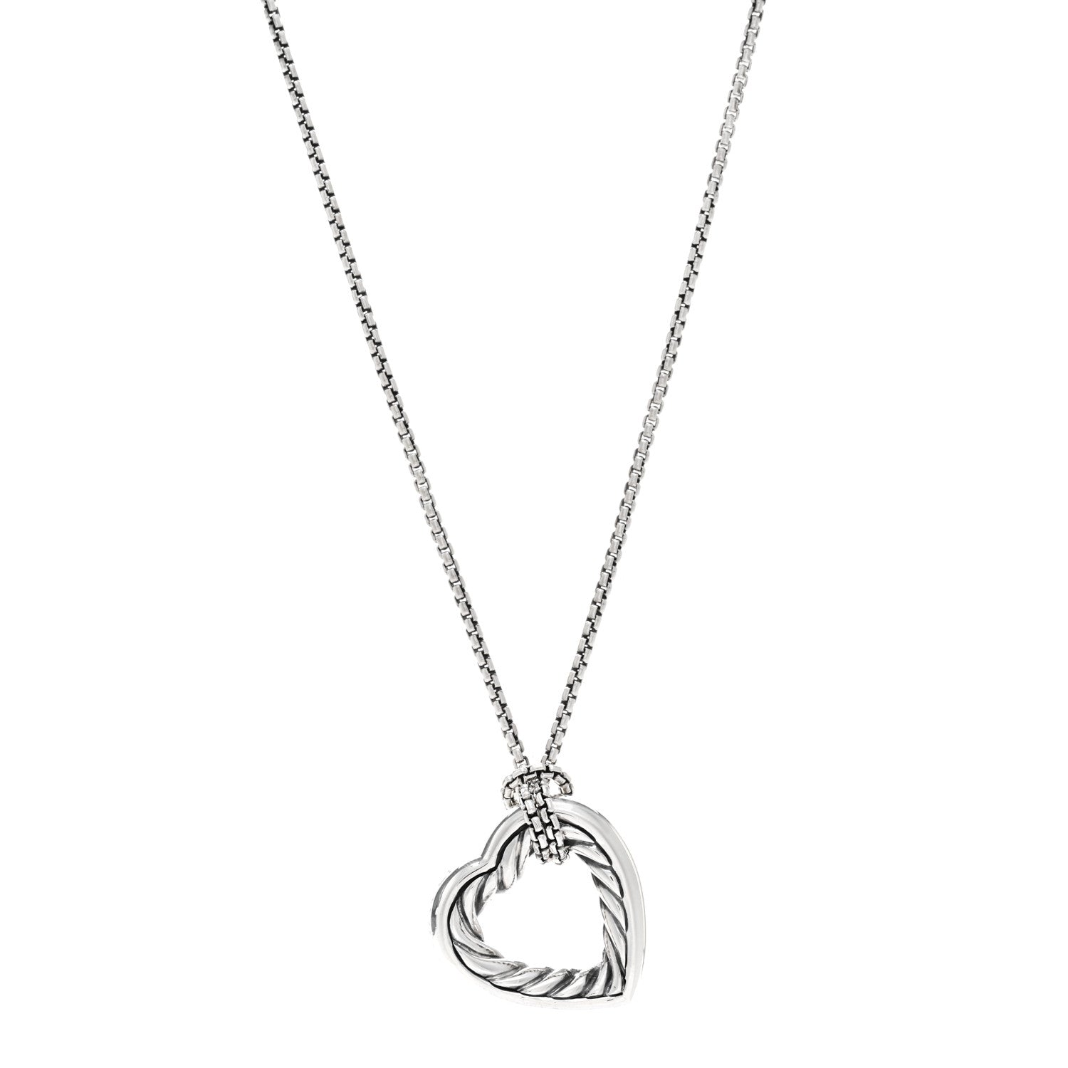 David Yurman Sterling Silver 18K Yellow Gold Large Open Heart Cable Necklace 1 of 4