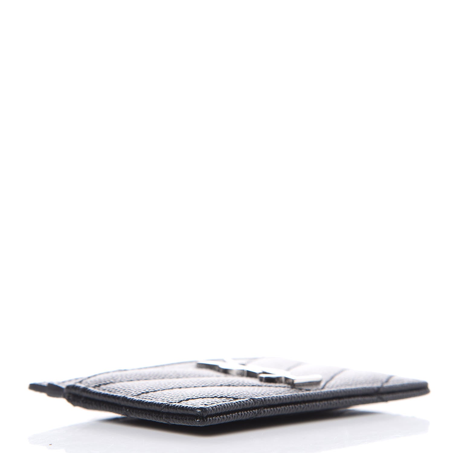 Saint Laurent Grain De Poudre Matelasse Chevron Monogram Credit Card Case Black 4 of 7