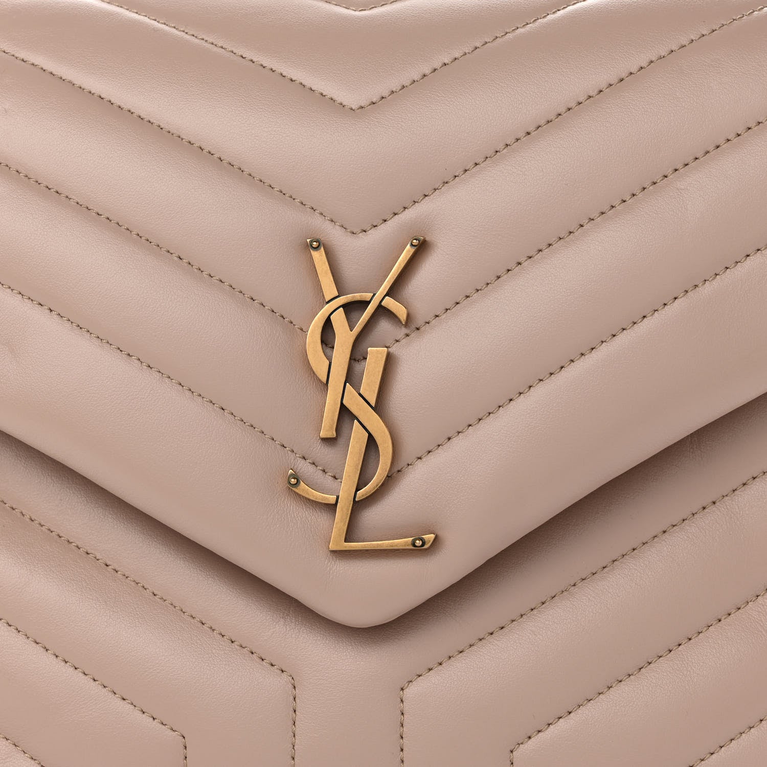 Saint Laurent Calfskin Y Quilted Monogram Medium Loulou Chain Satchel Light Natural 8 of 12