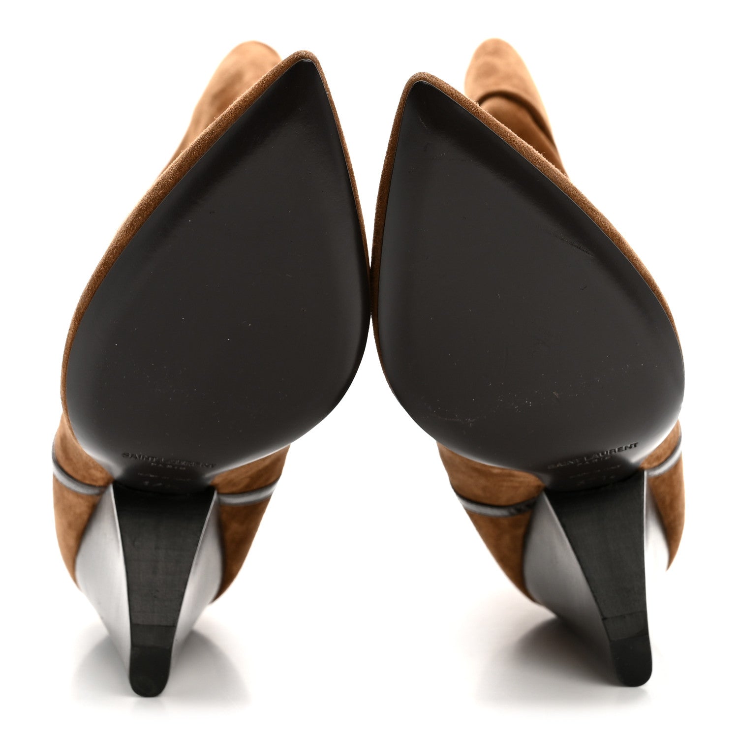 Saint Laurent Kid Scamosciato Liz 85 Wedge Booties 37.5 Dark Land 6 of 9