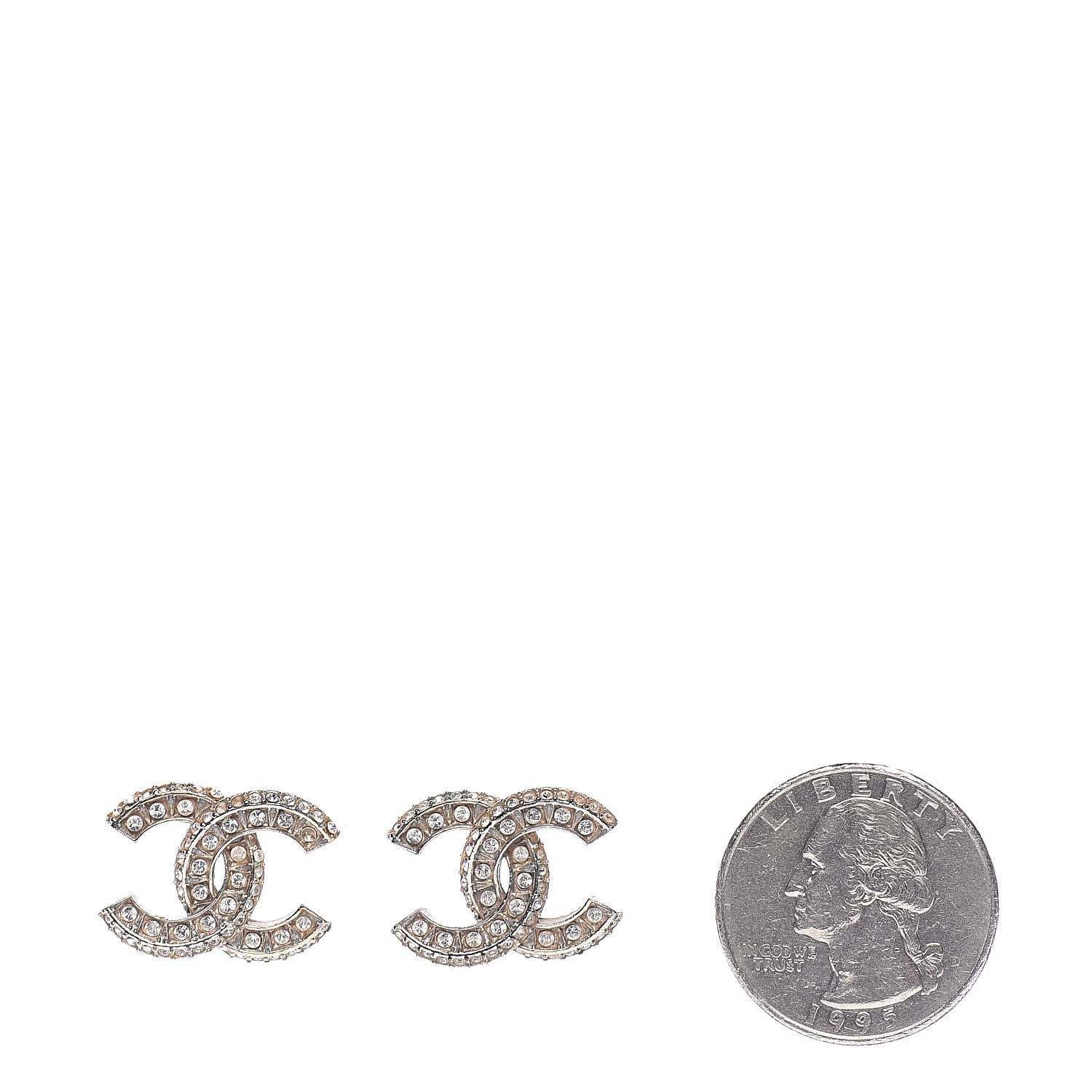Chanel Crystal CC Earrings Light Gold 2 of 5